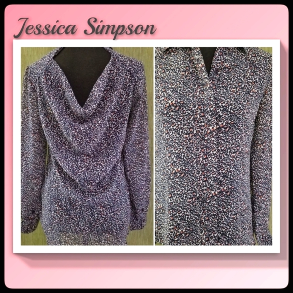 Jessica Simpson*Cheetah Print Scoop-Back Blouse